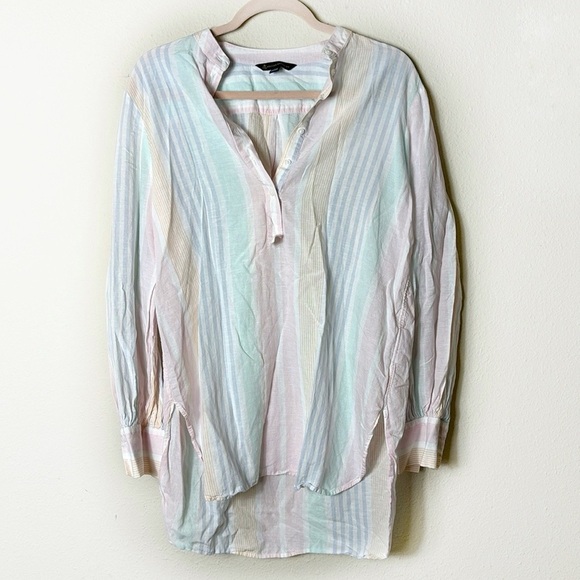 Brooks Brothers Stripe Tuxedo Tunic Top half button down shirt size Small - Picture 1 of 9